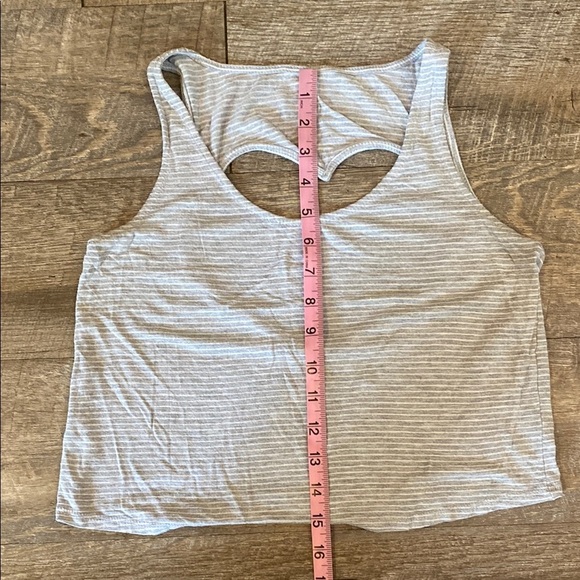 Gray and White Striped Women's Tank Top - Picture 10 of 11